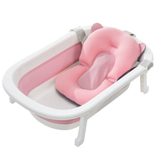 Small pet dog bath basin special pet cat bichon special bath basin small dog with drainage foldable artifact pink + bath mat