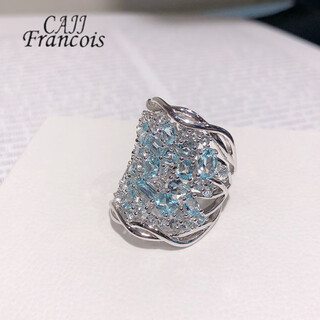 Cajj francois 6.50 carat topaz ring for women, natural colored gemstone, jewelry gemstone, 925 silver inlay, size 15