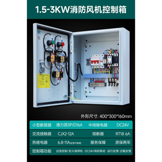 Fire linkage smoke exhaust fan control box motor water pump dual power distribution box three-phase two-speed control cabinet 380v single power supply 0.55-3kw fan control box