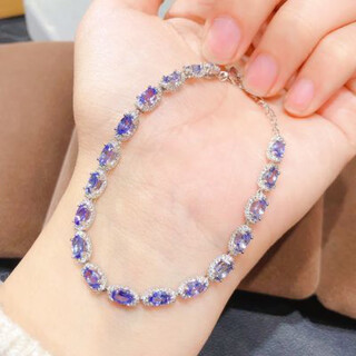 Xuanpa tanzanite bracelet 5.4 carats 18 pieces size 3*5mm high clarity cornflower color feijingge tanzanite bracelet 5.4 grams