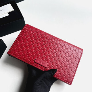 Second-hand 95 new ancient gu chi cci red full leather old flower embossed bifold wallet wallet without accessories