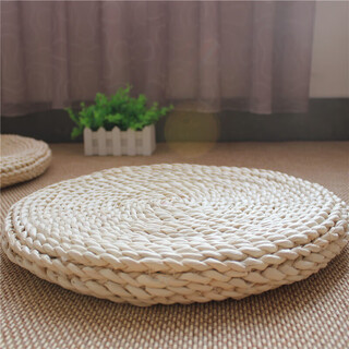 Lu niang round pastoral straw futon yoga cushion bay window tatami steam room floor mat background props double piece unfilled 3cm thick 40x40cm