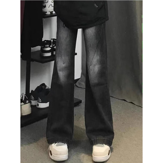 7 excellent products micro-flare jeans for men in autumn new american high street casual loose straight slim long pants for men regular hcfs-2030 black gray l