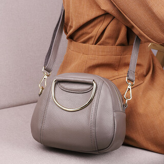 Marcy peale mxpe genuine leather women's bag 2025 new fashion first-layer cowhide genuine leather hand-held shell bag western style one-shoulder crossbody bag soft leather light gray no specifications