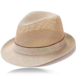 Hats for men, spring and autumn hats, middle-aged and elderly dads, summer mesh sunshades, straw hats, old man and grandfather cool hats, light khaki 60 cm