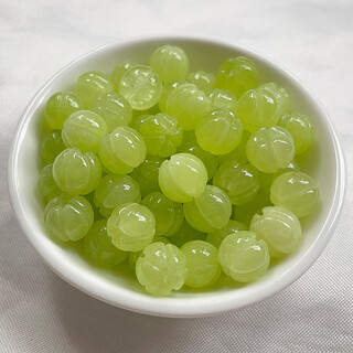 Bead edge green jingui prehnite pumpkin beads green chalcedony loose beads semi-finished diy bracelet bracelet necklace jewelry accessories wholesale prehnite pumpkin beads about 10mm