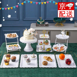 Lingyunhe dessert table display stand cake stand dessert tray tea break setup afternoon tea tray party setup plastic six-piece set european dessert table set 1 set