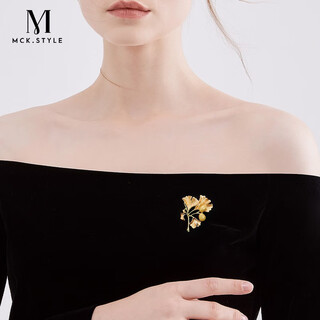 Mck ginkgo leaf brooch high-end women's corsage luxury suit pin accessories chinese valentine's day gift