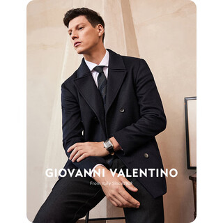 Giovanni valentino wool mid-length woolen coat jacket men's business casual windbreaker suit collar slim top navy xl