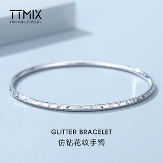Ttmix imitation diamond pattern classic platinum bracelet pt950 platinum simple women's bracelet birthday gift 54mm weight 8.12g width 2.5mm