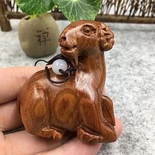 Hand piece huanghuali twelve zodiac dog wood carving hand piece prosperous wood crafts solid wood toy car lanyard sheep belt rope