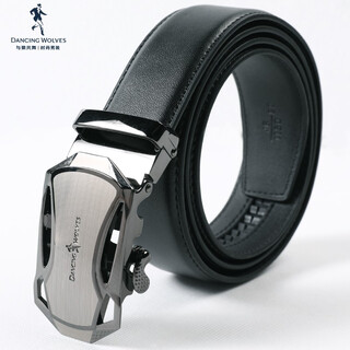 Dances with wolves men's belt automatic buckle belt pure cowhide business casual men's new versatile pants belt black 5002 115cm