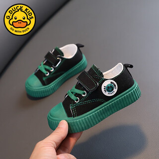 G.duck little yellow duck low-top children's canvas shoes 2024 spring and autumn new children's british anti-skate shoes boys and girls casual shoes green l6 16 inner length cm 25 size
