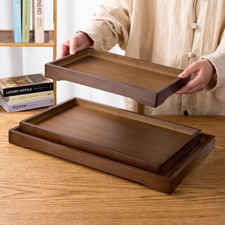 Liexuan tea tray tray rectangular large bamboo tray household japanese simple wooden tea tray kung fu tea set tea cup tray brown bamboo tray 41*25