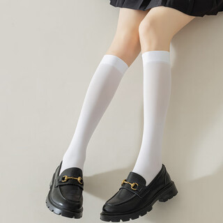 Luanzi japanese calf socks for women, black and white stockings, autumn trend mid-calf shaping pressure socks, long legs, casual stockings, white elastic calf socks