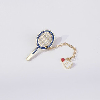 Badminton and table tennis racket brooch 2023 new trendy sports personality metal badge male student schoolbag pin buckle badminton + racket