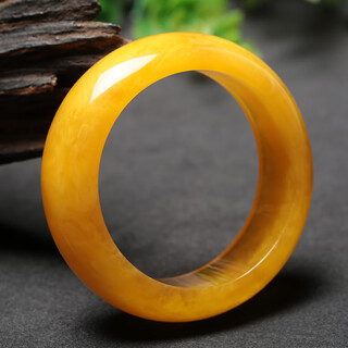 Bamboo yuxiao natural chicken fat yellow beeswax raw stone bracelet amber bracelet baltic sea raw mineral bracelet women's ring mouth (54)