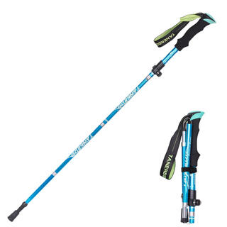 Ainaan trekking pole, ultra-light aluminum alloy, foldable, shockproof hiking/camping (1 piece, light blue)