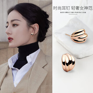 Qpqk temperament earrings light luxury high-end rose gold earrings 2025 new sterling silver fashion earrings female birthday gift rose gold earrings