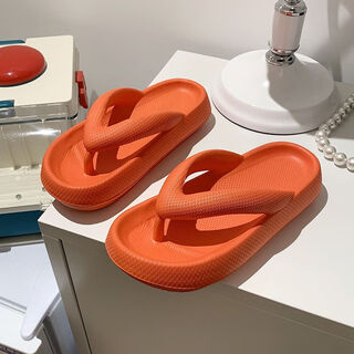 Ziwu dry-stepping thick-soled flip-flops for women's summer home bathing non-slip and anti-odor sandals for outer wear flip-flops, orange 36/37 (inner length 23.5cm)