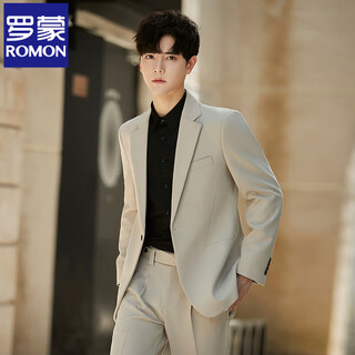 Romon high-end wedding suit men's suit groom slim handsome casual formal men's suit trend 8660-2 apricot suit + trousers 2xl
