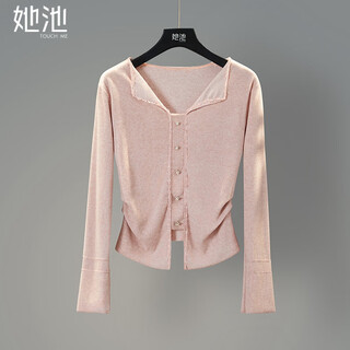 She pool slim bottoming shirt 2025 autumn new style women's gentle style pinch pleated sweet lady lapel top