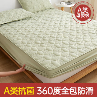 Gudie class a quilted fitted sheet single piece children's non-slip simmons mattress protector dustproof bed cover set yncd apple green-thick brushed quilted single fitted sheet-90x200cm suitable for 4-2