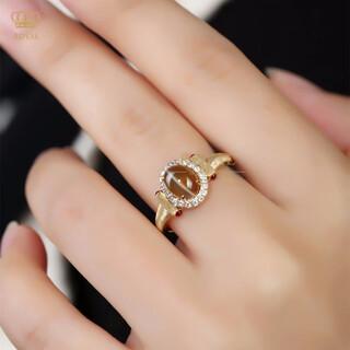 Royalpick gold and green cat's eye ring 2.54 carat oval honey color retro gift for girlfriend and wife's day birthday gift 2 carat cat's eye ring (customized and shipped in 10 days)