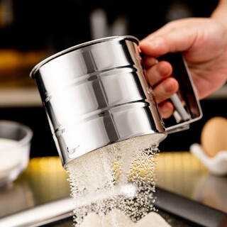 Shuyu british 304 stainless steel flour sieve baking handheld semi-automatic filter powder artifact cake sieve baking tool 304 steel flour sieve