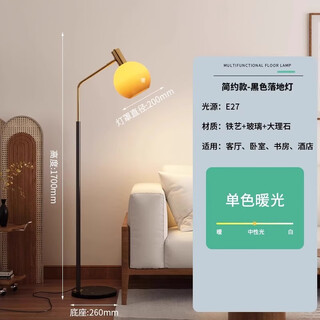 Zhongshuai nordic minimalist floor lamp living room sofa side bedroom bedside lamp modern personalized decorative atmosphere lamp vertical coffee table style - black floor lamp warm light