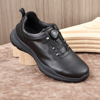 Doghc golf shoes men's waterproof genuine cowhide waterproof anti-slip men's shoes knob buckle breathable outdoor black 39