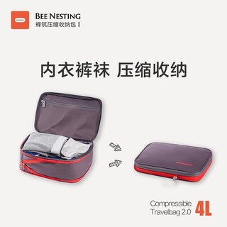 Beenesting travel underwear, socks and luggage packing and organizing portable beenesting underwear compression storage bag 4l-gray red