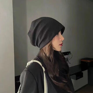 Veros hat men's winter cold hat women's turban trendy pullover hat ins korean version versatile knitted hat headband nightcap confinement hat black