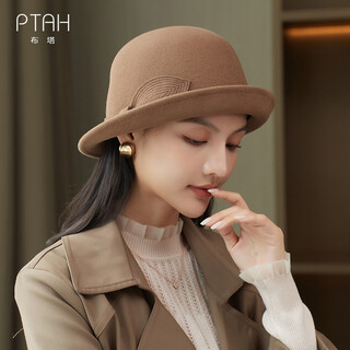 Ptah hat women's winter british retro hat versatile wool fisherman hat warm and fashionable curly basin hat camel