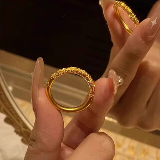 Love gold ring women's 999 pure gold ring closed bauhinia gold ring simple birthday gift for girlfriend no. 13 gold weight approximately 3.7-3.8g