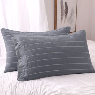 Porcelain buckle pillow cover, thickened pillowcase, three-layer gauze all-inclusive fixed buckle, non-slip, non-removable, dark gray, 50x78 cm, two packs