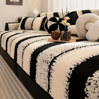 Bai xini simple 20255 new autumn and winter plush leather sofa cushion anti-slip cover thickened cushion anti-cat claw lige-yahei (high gram weight hemming upgrade) 90*160cm double seat/concubine seat