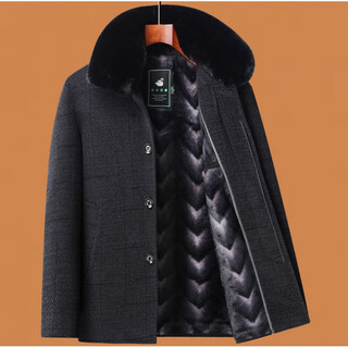 Dad's winter coat outer suit for middle-aged and elderly people 50 years old and 60 years old, male grandfather 70 plus velvet and thickened cotton clothes for dad 80 years old, black gray 165/s suitable for 95 jin jin equal to 0.5 kg or less