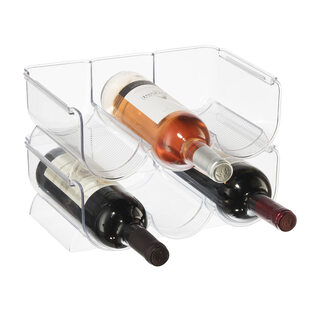 Oggi transparent stackable wine rack 6-bottle kitchen cabinet refrigerator storage safe stacking label plastic material 2-pack