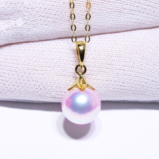 Dingying japan akoya seawater pearl pendant single 18 gold necklace perfect round flawless heavenly lady clavicle chain (flower pearl style) pendant only (excluding chain) 7.5-8mm