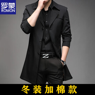Romon повседневная ветровка мужская осенне-зимняя деловая против морщин корейская версия с тонкими лацканами средней длины из хлопка с утолщенной накидкой 8906 хлопок черный m 90-110jin jin равна 0,5 кг износа