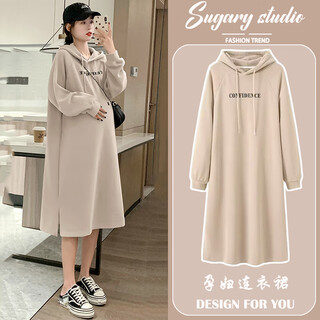 Youmeizhen japanese maternity autumn and winter sweatshirt long dress fashionable new style women's spring and autumn fashionable suit top apricot spring and autumn style m recommended 80-120jin jin is equal to 0.5 kg