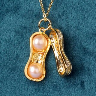 Shanguan zhenghe jewelry freshwater pearl necklace pink purple near round pearl necklace peanut style slightly flawed 01