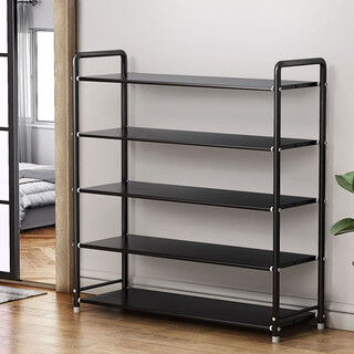 Anya iron shoe rack door multi-layer storage rack dormitory space-saving rental house home multi-functional shoe cabinet 5-layer black