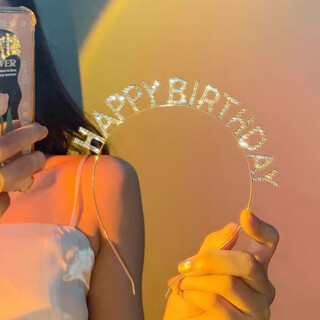 Muyu happy birthday headband goddess rhinestone crown atmosphere headband party dress up korean hairpin headband hair accessory silver letter headband one pack