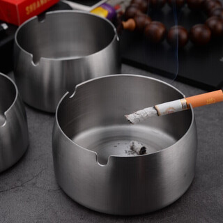 Xinshu ashtray, windproof, stainless steel, fashionable ashtray, thickened, home internet cafe, ktv club, hotel, true color (extra large size)