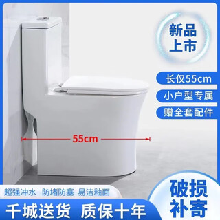 小户型55cm马桶坐便器家用座便器静音大管道节水防臭虹吸式坐厕 A款55cm对冲虹吸式 白 350mm