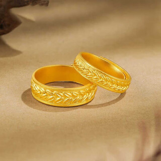 Quamer old phoenix gold store outlet counter picking up missing plated 18k gold couple rings for men and women ancient wheat ears ancient wheat ear rings for men