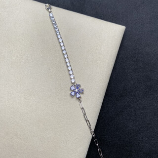 Feiyu natural colored treasure tourmaline tanzanite translucent blue moonlight blue ruby emerald aquamarine s925 silver inlaid bracelet tanzanite ring flower bracelet