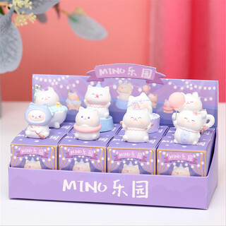 Enchanting cat desktop ornaments year of the horse blind box girls office decoration hand figures birthday gifts for girls practical gifts a15 mino meow meow (8 pieces in a box)